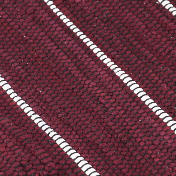 Handgewebter Chindi-Teppich Baumwolle 160×230 cm Weinrot