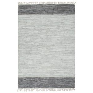 Handgewebter Chindi-Teppich Leder 160×230 cm Grau