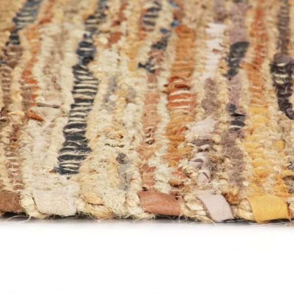 Handgewebter Chindi-Teppich Leder Jute 80 x 160 cm Hellbraun