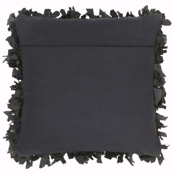 Kissen 2 Stk. Hochflor Schwarz 45 x 45 cm Leder und Baumwolle