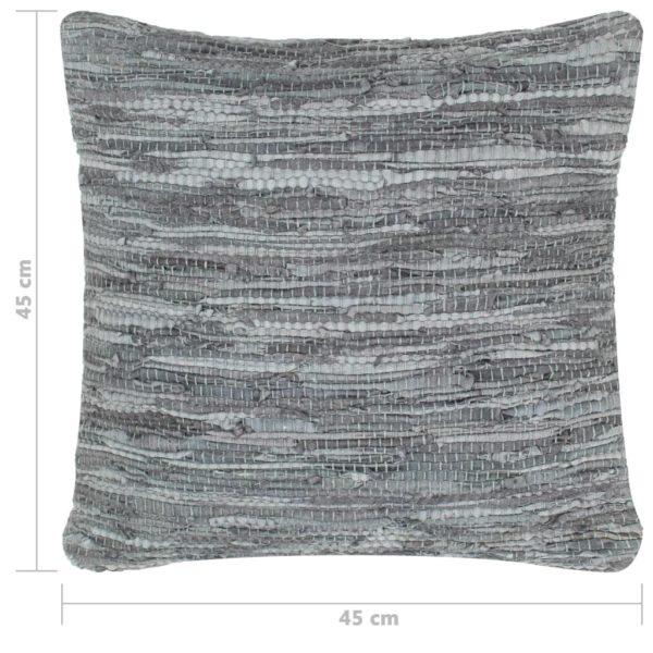 Kissen 2 Stk. Chindi Grau 45 x 45 cm Leder und Baumwolle