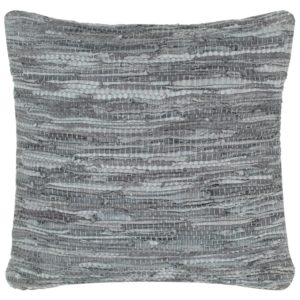 Kissen Chindi Grau 60 x 60 cm Leder und Baumwolle