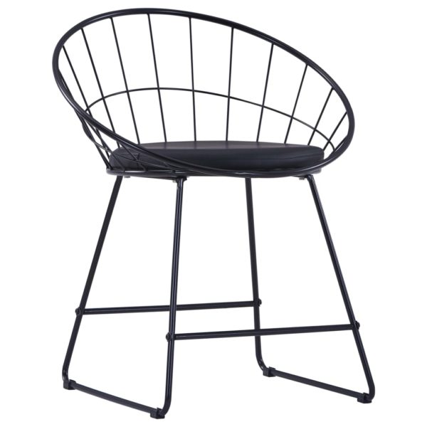 Esszimmerstühle mit Kunstledersitzen 2 Stk. Schwarz Stahl