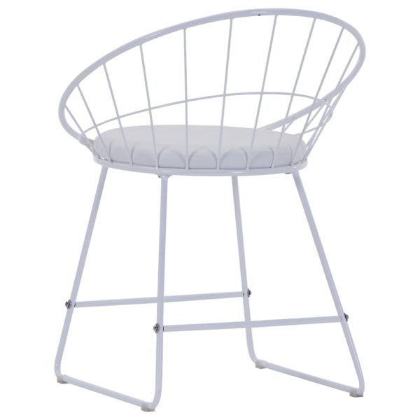 Esszimmerstühle mit Kunstledersitzen 2 Stk. Weiß Stahl