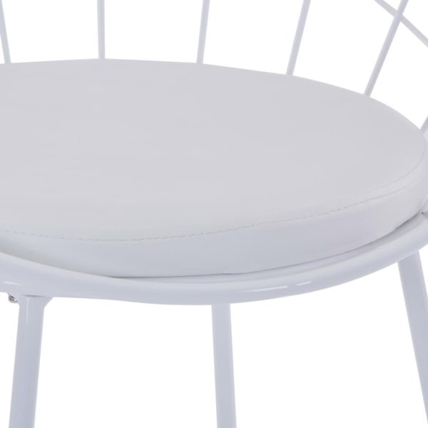 Esszimmerstühle mit Kunstledersitzen 2 Stk. Weiß Stahl
