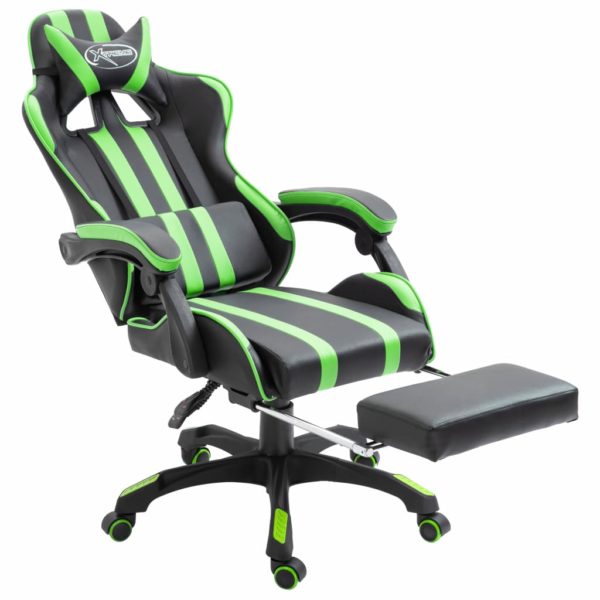 Gaming-Stuhl mit Fußstütze Grün Kunstleder