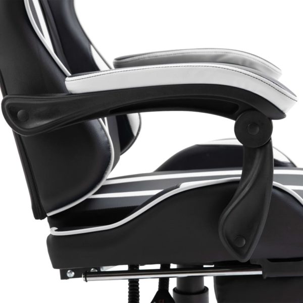 Gaming-Stuhl mit Fußstütze Weiß Kunstleder