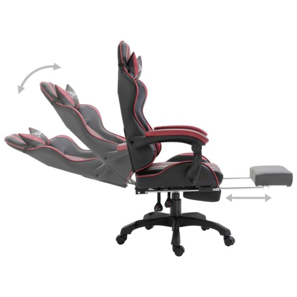 Gaming-Stuhl mit Fußstütze Weinrot Kunstleder