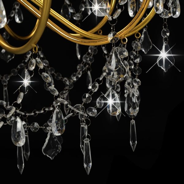 Kronleuchter mit Perlen Golden 12 x E14-Fassungen