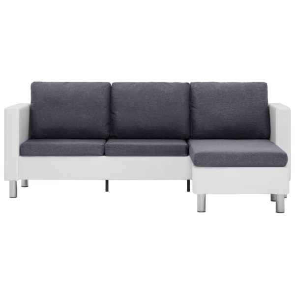 3-Sitzer-Sofa mit Kissen Weiß Kunstleder