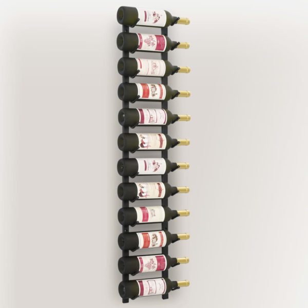 Wand-Weinregal für 12 Flaschen Schwarz Eisen