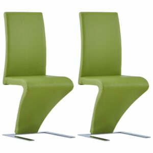 Esszimmerstühle in Zick-Zack-Form 2 Stk. Grün Kunstleder