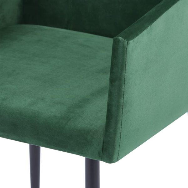 Esszimmerstühle mit Armlehnen 2 Stk. Grün Samt