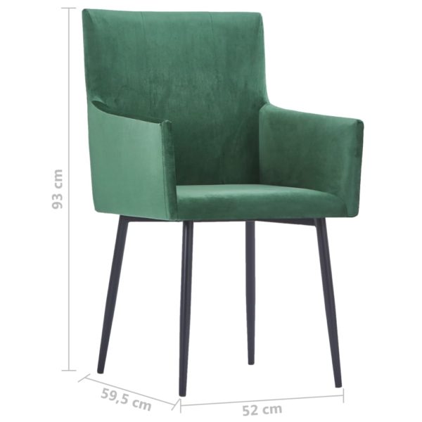 Esszimmerstühle mit Armlehnen 2 Stk. Grün Samt