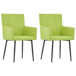 Esszimmerstühle mit Armlehnen 2 Stk. Grün Stoff