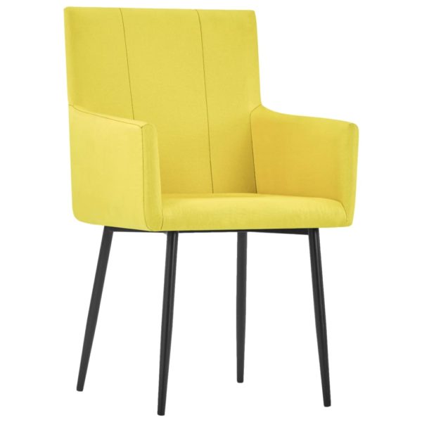 Esszimmerstühle mit Armlehnen 2 Stk. Gelb Stoff
