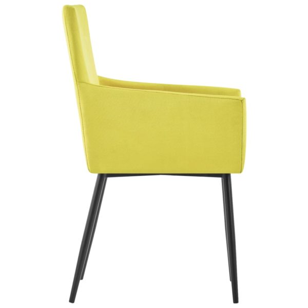 Esszimmerstühle mit Armlehnen 2 Stk. Gelb Stoff