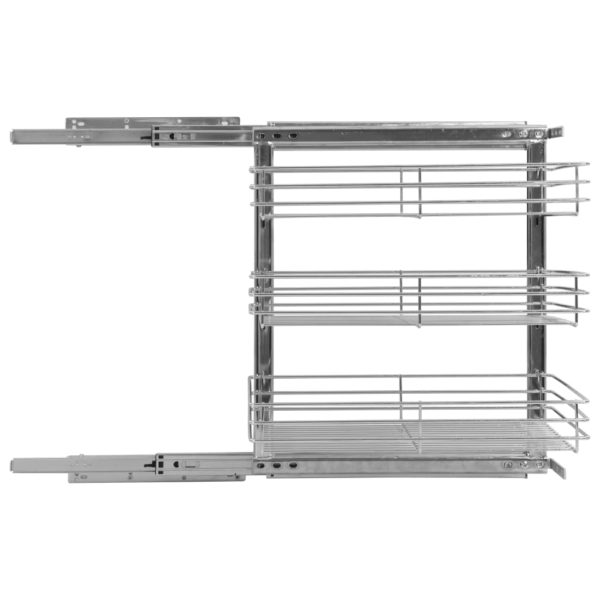 3-stufiger Ausziehbarer Küchen-Drahtkorb Silbern 47x35x56 cm