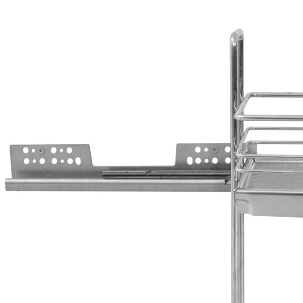 2-stufiger Ausziehbarer Küchen-Drahtkorb Silbern 47x15x54,5 cm