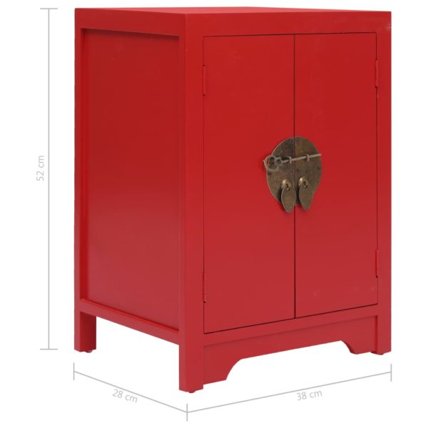 Nachttisch Rot 38×28×52 cm Paulownia Holz