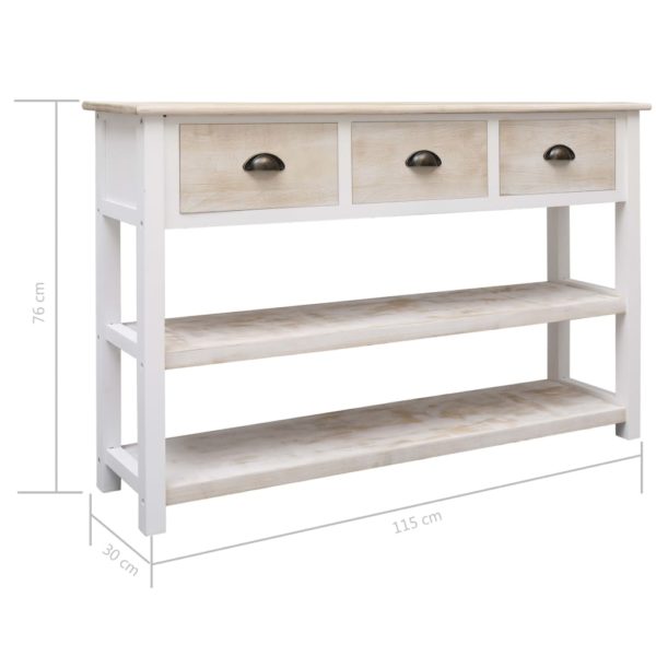 Sideboard Natur und Weiß 115×30×76 cm Holz