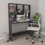 Schreibtisch mit Regalen Hochglanz-Grau 110×45×157cm Spanplatte