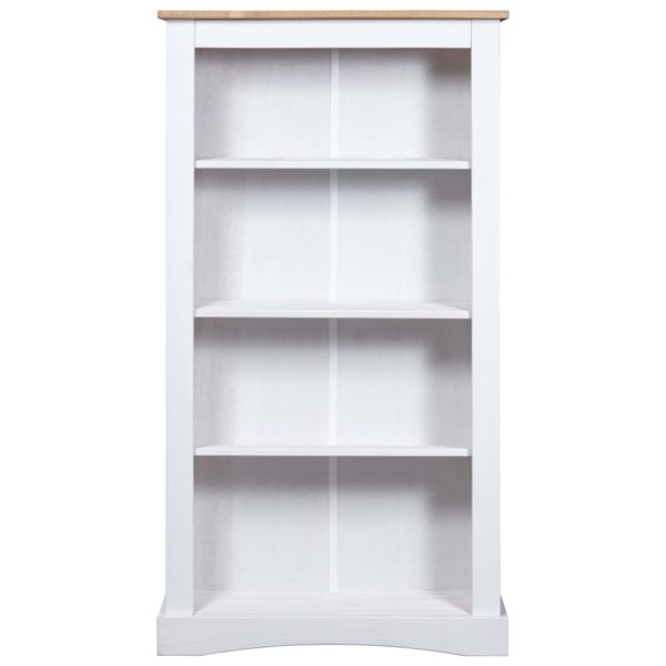 Bücherregal 4 Böden Mexiko-Stil Kiefer Weiß 81×29×150 cm