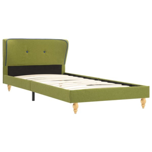 Bett mit Memory-Schaum-Matratze Grün Stoff 90×200 cm