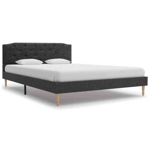 Bett mit Matratze Schwarz Stoff 140 x 200 cm