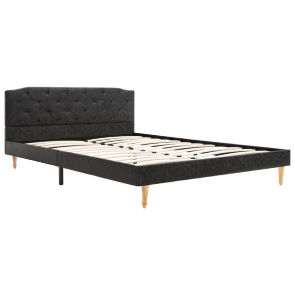 Bett mit Matratze Schwarz Stoff 140 x 200 cm