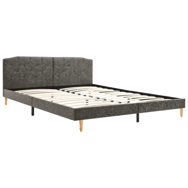 Bett mit Matratze Dunkelgrau Stoff 160 x 200 cm