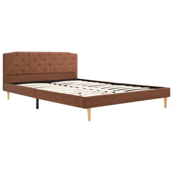 Bett mit Matratze Braun Stoff 140 x 200 cm