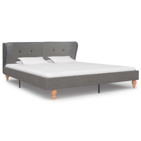Bett mit Matratze Hellgrau Stoff 160 x 200 cm