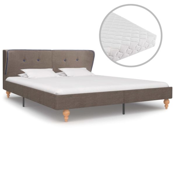 Bett mit Matratze Taupe Stoff 160 x 200 cm