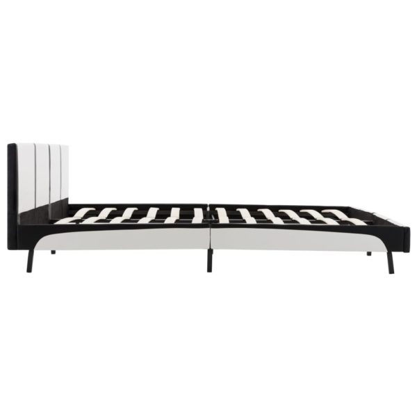 Bett mit Matratze Weiß und Schwarz Kunstleder 180 x 200 cm