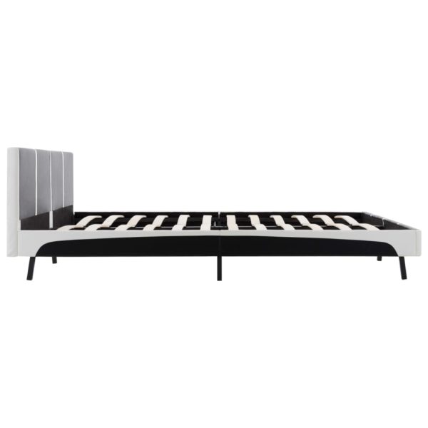 Bett mit Matratze Schwarz und Weiß Kunstleder 160 x 200 cm