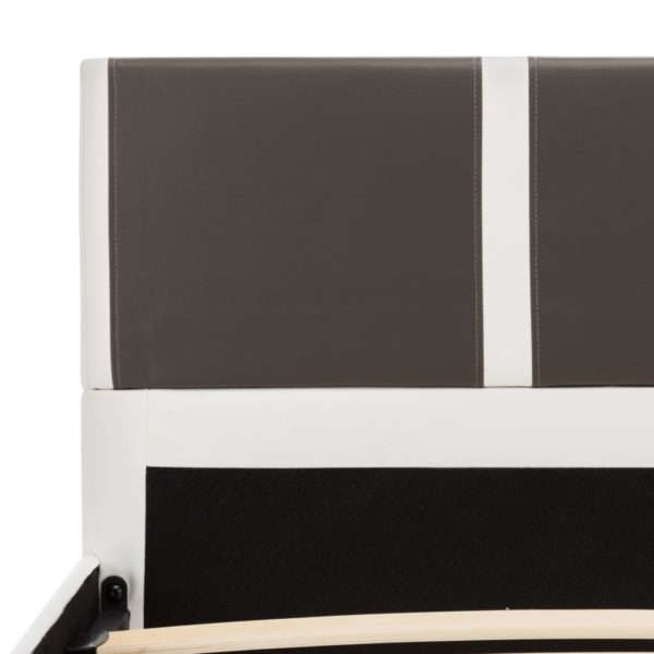 Bett mit Matratze Grau und Weiß Kunstleder 140 x 200 cm