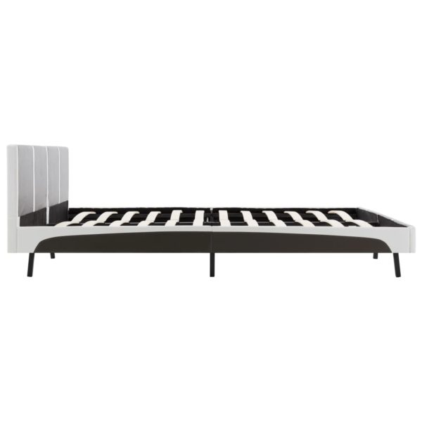 Bett mit Matratze Grau und Weiß Kunstleder 180 x 200 cm