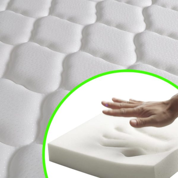 Bett mit Memory-Schaum-Matratze Weiß Kunstleder 140×200 cm