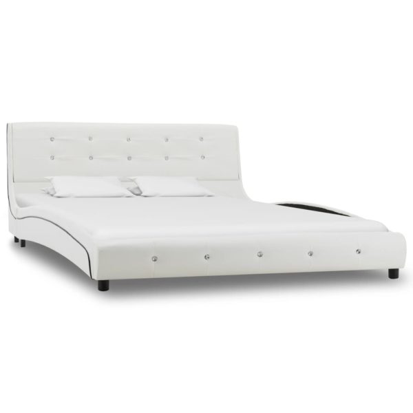 Bett mit Memory-Schaum-Matratze Weiß Kunstleder 140×200 cm