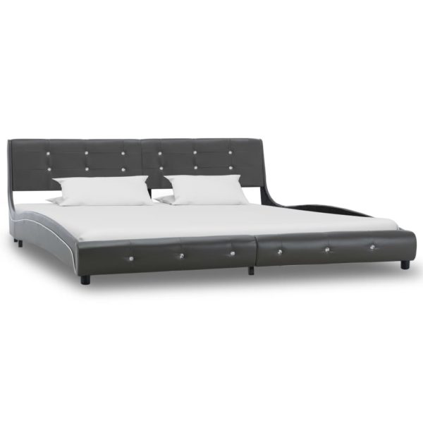 Bett mit Matratze Grau Kunstleder 180 x 200 cm