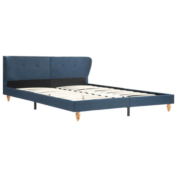 Bett mit Memory-Schaum-Matratze Blau Stoff 180×200 cm