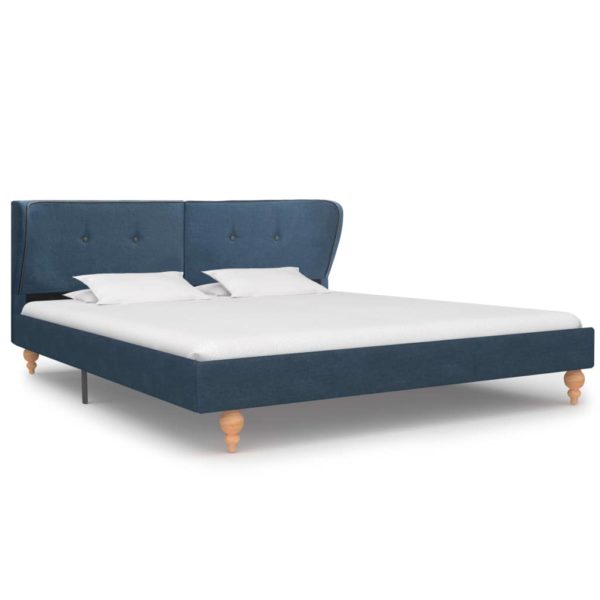 Bett mit Matratze Blau Stoff 180 x 200 cm