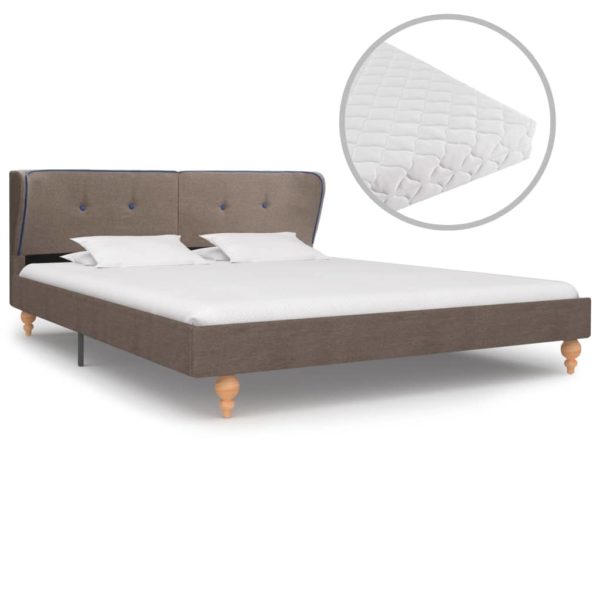Bett mit Matratze Taupe Stoff 180 x 200 cm