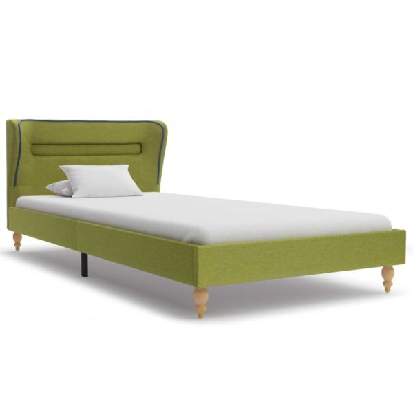 Bett mit LED und Matratze Grün Stoff 90 x 200 cm