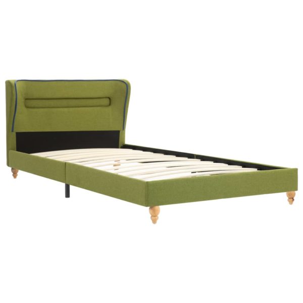 Bett mit LED und Matratze Grün Stoff 90 x 200 cm