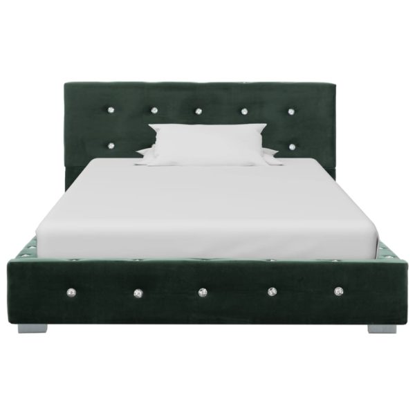 Bett mit Memory-Schaum-Matratze Grün Samt 90 x 200 cm