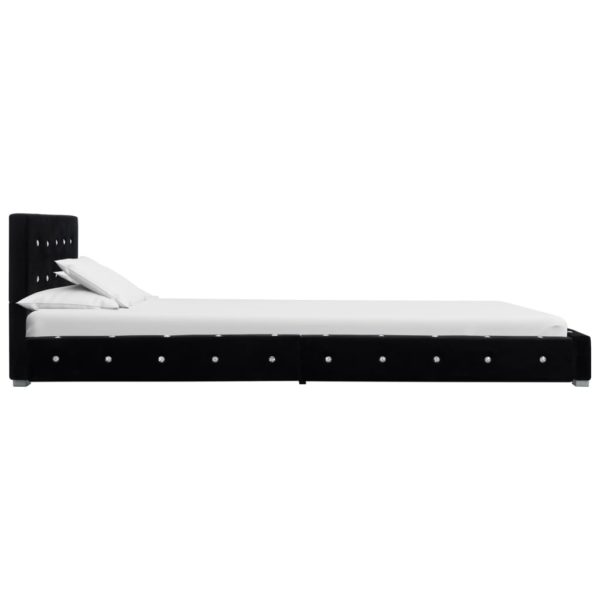 Bett mit Matratze Schwarz Samt 90×200 cm