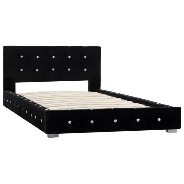 Bett mit Matratze Schwarz Samt 90×200 cm