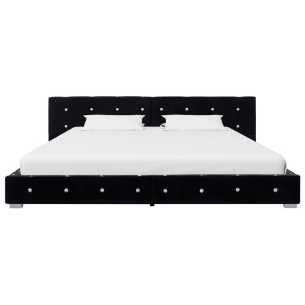 Bett mit Matratze Schwarz Samt 160 x 200 cm